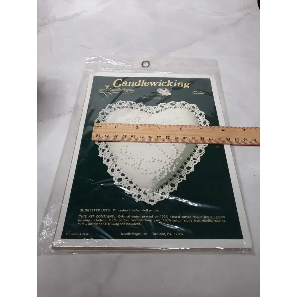 Vintage Candlewicking by NeedleMagic Kit Tulip Heart Pin Cushion Sachet